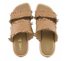 Codice Sconto Two-bands sandal in woven leather F08171824-0157 Prezzi Bassi